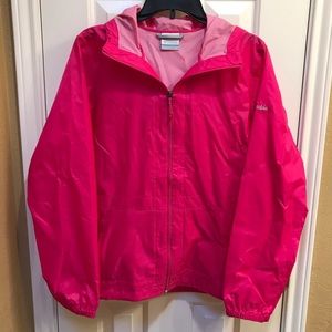 Columbia Hot Pink Hooded Windbreaker Coat Med EUC